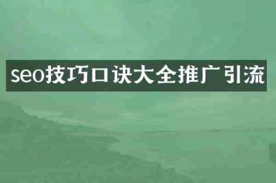 seo技巧口诀大全推广引流