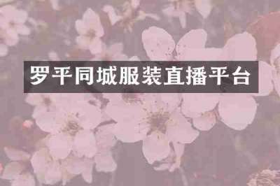 罗平同城服装直播平台