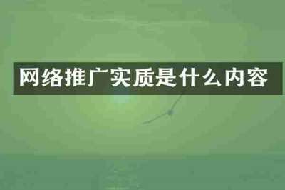 网络推广实质是什么内容