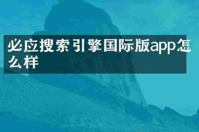 必应搜索引擎国际版app怎么样