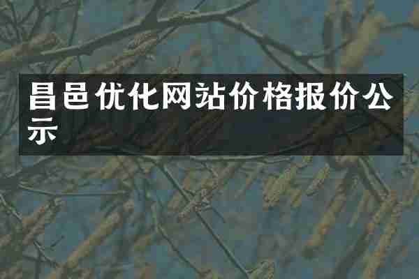 昌邑优化网站价格报价公示