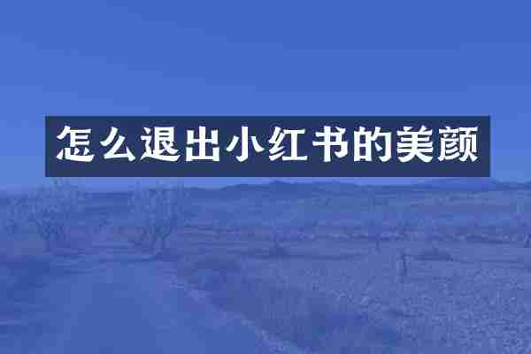 怎么退出小红书的美颜