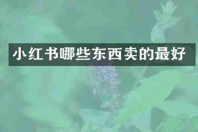 小红书哪些东西卖的最好