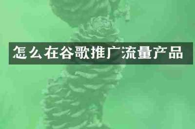 怎么在谷歌推广流量产品