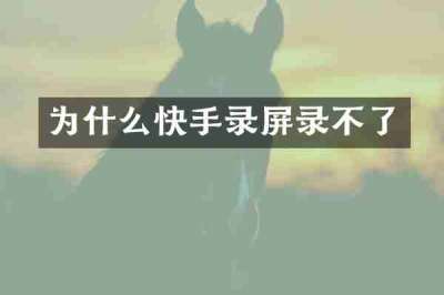 为什么快手录屏录不了