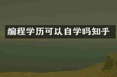 编程学历可以自学吗知乎