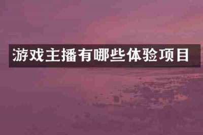 游戏主播有哪些体验项目