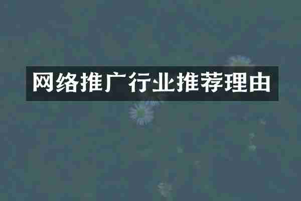 网络推广行业推荐理由