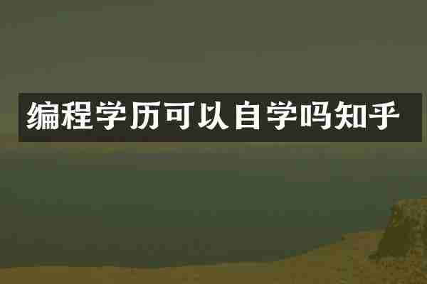 编程学历可以自学吗知乎