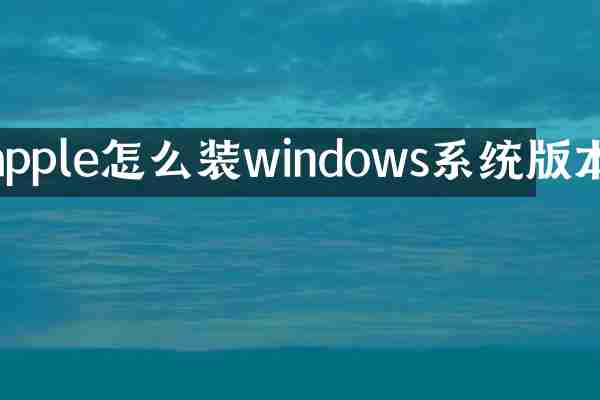 apple怎么装windows系统版本