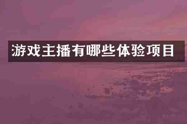 游戏主播有哪些体验项目