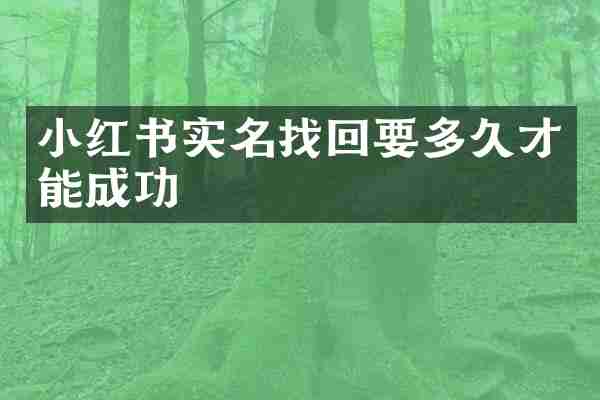 小红书实名找回要多久才能成功