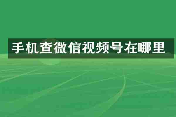 手机查微信视频号在哪里