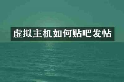 虚拟主机如何贴吧发帖