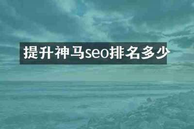 提升神马seo排名多少
