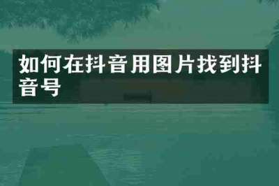 如何在抖音用图片找到抖音号