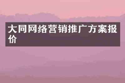 大同网络营销推广方案报价
