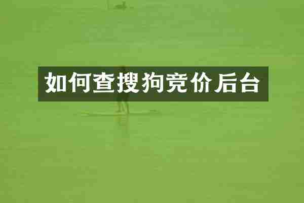 如何查搜狗竞价后台