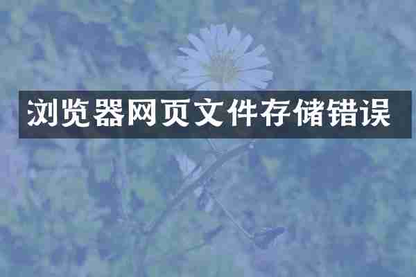 浏览器网页文件存储错误