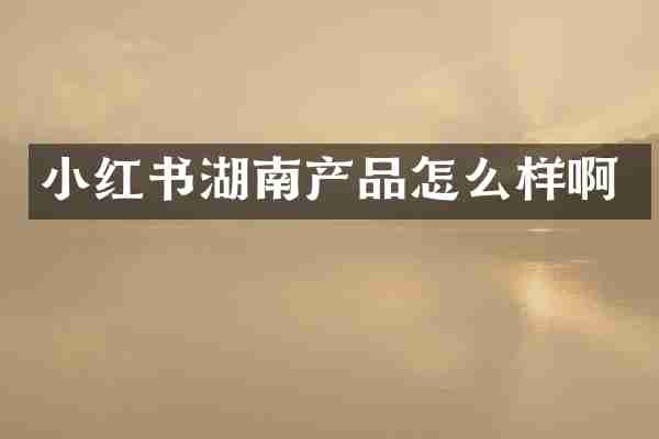 小红书湖南产品怎么样啊
