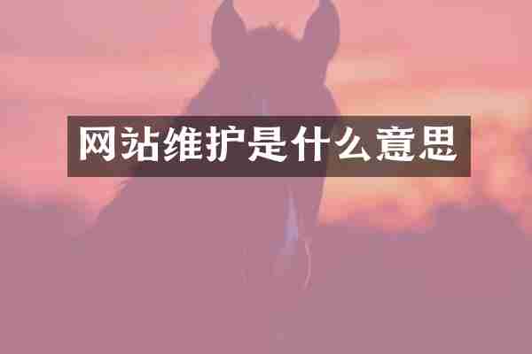 网站维护是什么意思