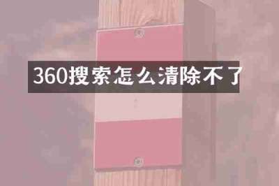 360搜索怎么清除不了