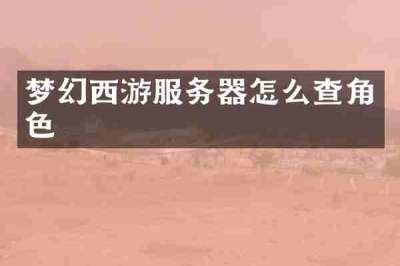 梦幻西游服务器怎么查角色