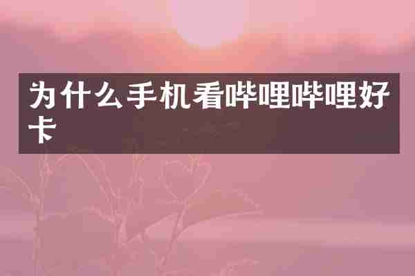 为什么手机看哔哩哔哩好卡