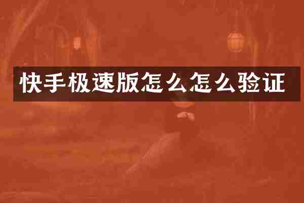 快手极速版怎么怎么验证