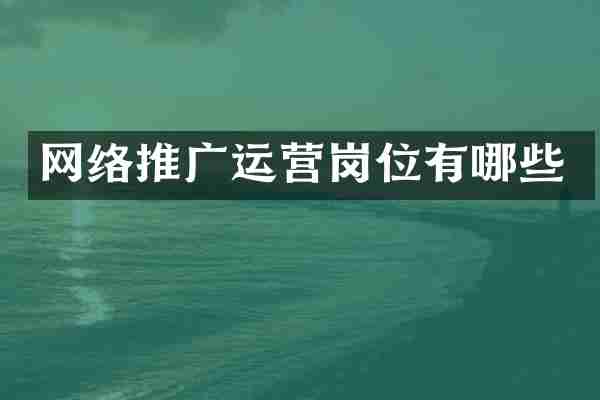 网络推广运营岗位有哪些
