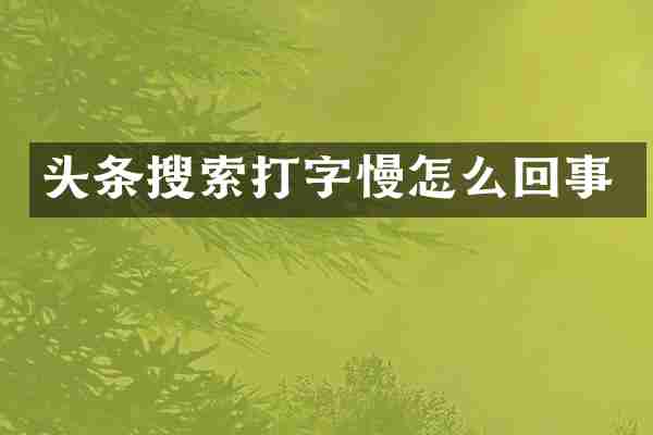 头条搜索打字慢怎么回事