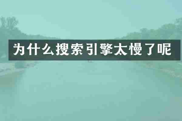 为什么搜索引擎太慢了呢