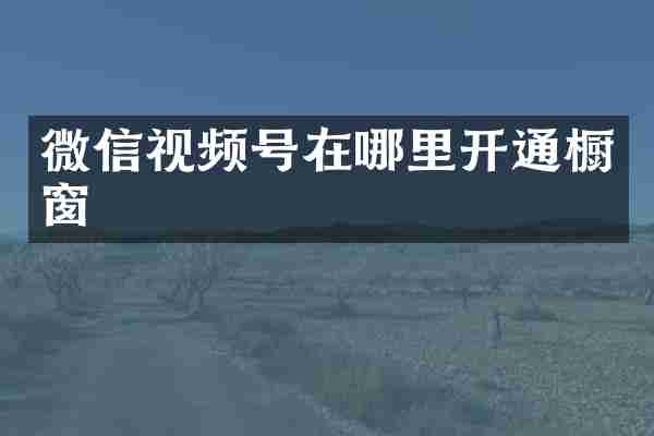 微信视频号在哪里开通橱窗
