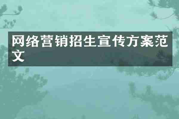网络营销招生宣传方案范文