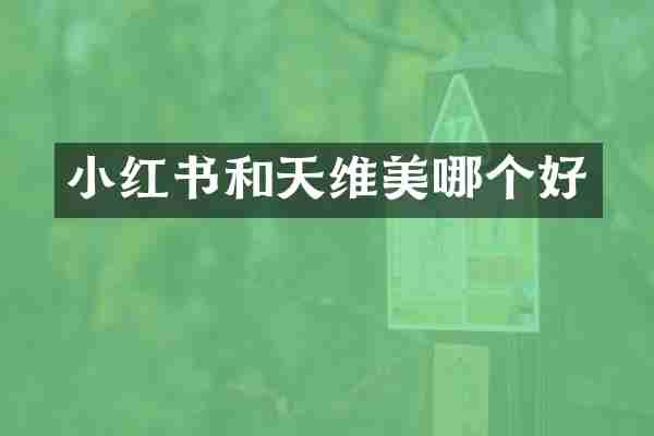 小红书和天维美哪个好
