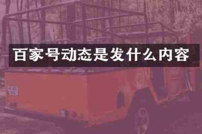 百家号动态是发什么内容