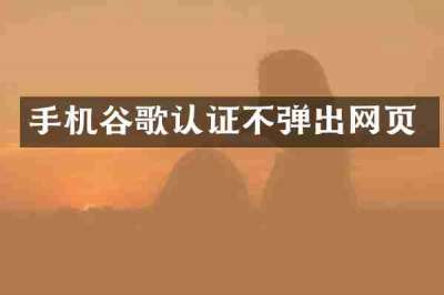 手机谷歌认证不弹出网页