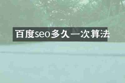 百度seo多久一次算法