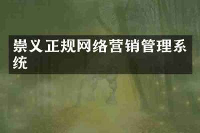 崇义正规网络营销管理系统
