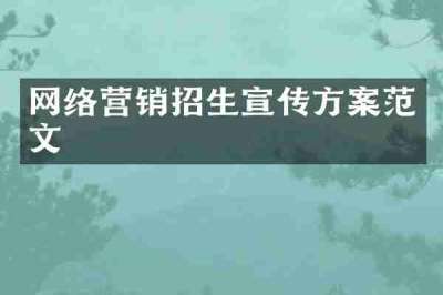 网络营销招生宣传方案范文