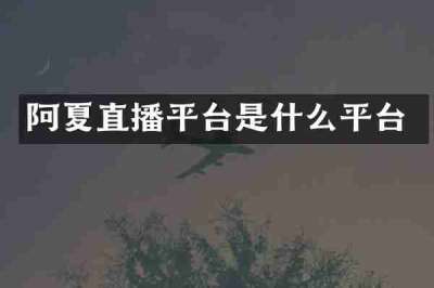 阿夏直播平台是什么平台