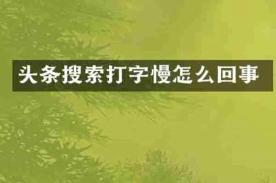 头条搜索打字慢怎么回事