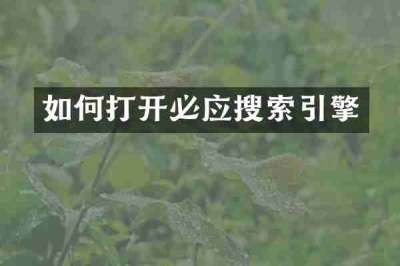 如何打开必应搜索引擎