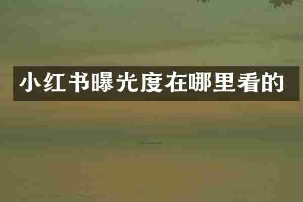 小红书曝光度在哪里看的