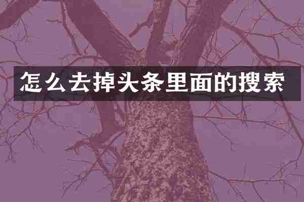 怎么去掉头条里面的搜索