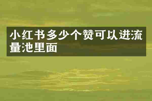 小红书多少个赞可以进流量池里面