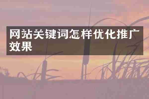网站关键词怎样优化推广效果