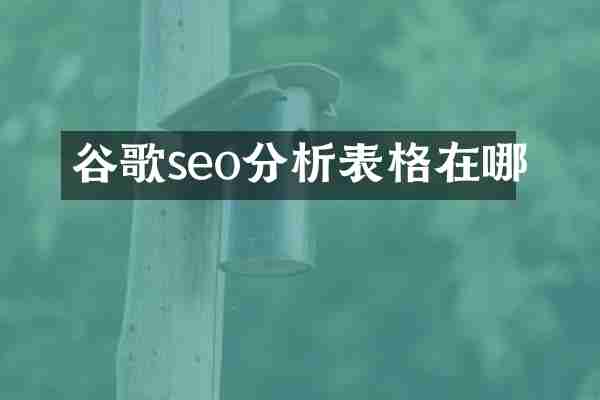 谷歌seo分析表格在哪