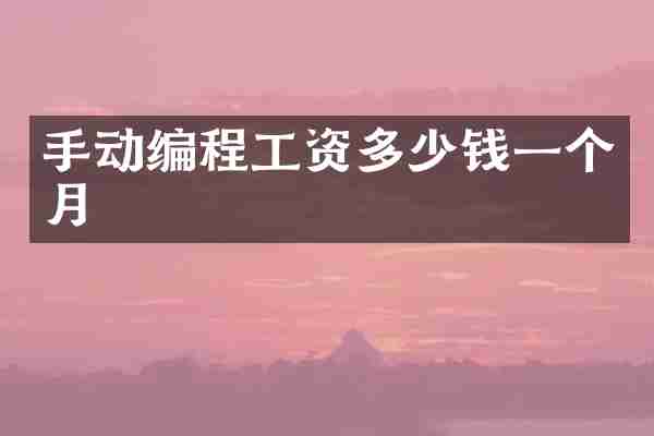 手动编程工资多少钱一个月