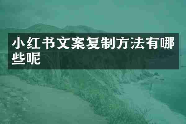 小红书文案复制方法有哪些呢